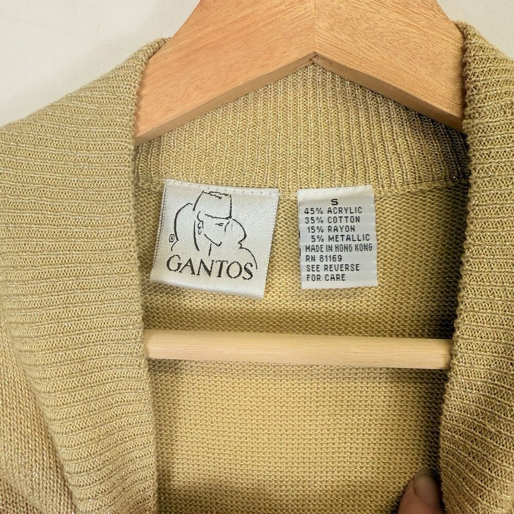 Gantos Sweater‎ Womens Small Vintage Gold Metallic Glam Sparkle Shimmer Luxe - Picture 5 of 5